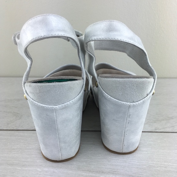 Antelope White Metallic Studded Ankle Strap Wedges - Picture 6 of 8